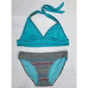Athleta Blue Bikini Top with Bottoms and Skirt